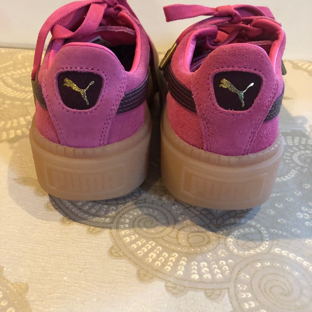 Puma Pink and Dark Burgundy Platform Suede Sneakers - Picture 6 of 6